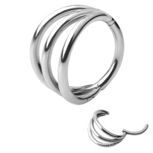 Titanium Daith 3 Rings Septum Hinged Segment Ring Nose Clicker Piercing